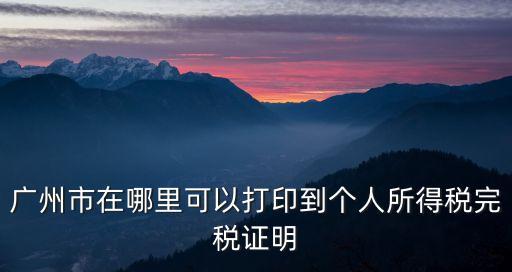 廣州個稅完稅證明查詢，廣州個人所得稅如何查詢