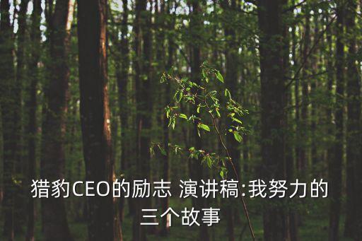獵豹CEO的勵志 演講稿:我努力的三個故事
