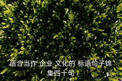 適合當作 企業 文化的 標語句子錦集四十句