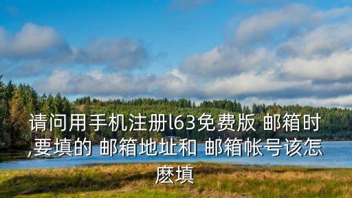 請問用手機注冊l63免費版 郵箱時,要填的 郵箱地址和 郵箱帳號該怎麼填