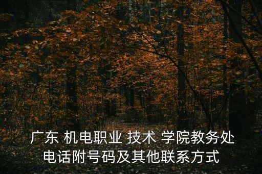  廣東 機(jī)電職業(yè) 技術(shù) 學(xué)院教務(wù)處電話附號碼及其他聯(lián)系方式