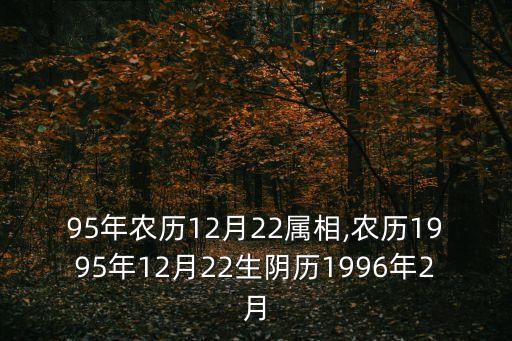 95年農歷12月22屬相,農歷1995年12月22生陰歷1996年2月