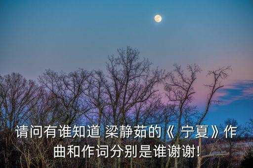 請問有誰知道 梁靜茹的《 寧夏》作曲和作詞分別是誰謝謝!