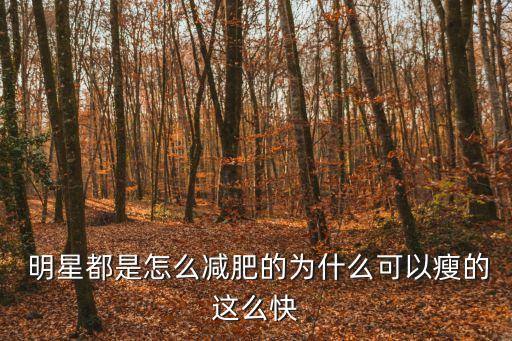  明星都是怎么減肥的為什么可以瘦的這么快