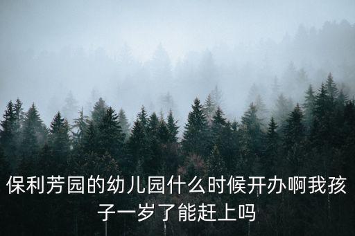 保利芳園的幼兒園什么時候開辦啊我孩子一歲了能趕上嗎