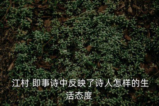  江村 即事詩中反映了詩人怎樣的生活態度