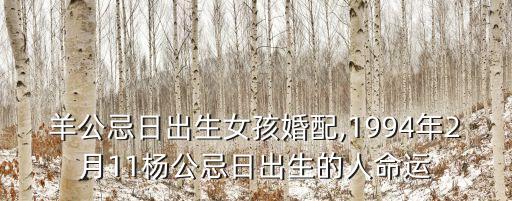 羊公忌日出生女孩婚配,1994年2月11楊公忌日出生的人命運