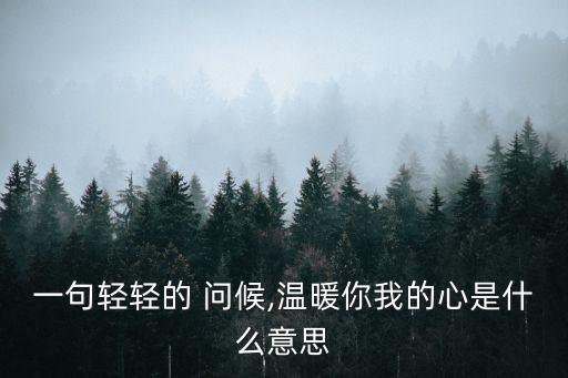 一句輕輕的 問(wèn)候,溫暖你我的心是什么意思