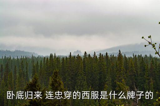 臥底歸來 連忠穿的西服是什么牌子的