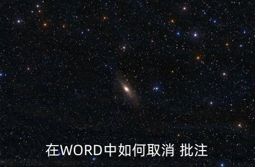 在WORD中如何取消 批注