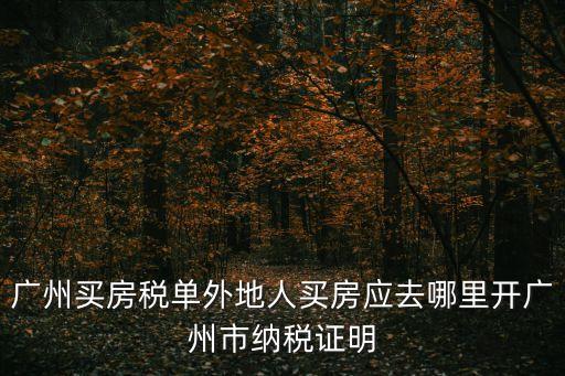廣州買房稅單外地人買房應去哪里開廣州市納稅證明