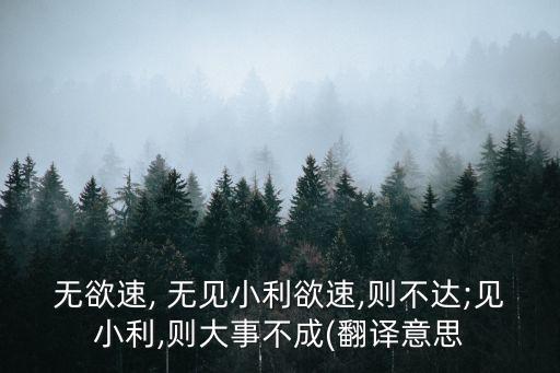 無欲速, 無見小利欲速,則不達(dá);見小利,則大事不成(翻譯意思