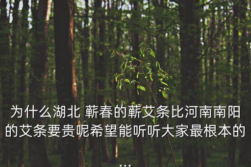 為什么湖北 蘄春的蘄艾條比河南南陽的艾條要貴呢希望能聽聽大家最根本的...