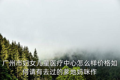廣州市婦女兒童醫(yī)療中心怎么樣價格如何請有去過的爹地媽咪作