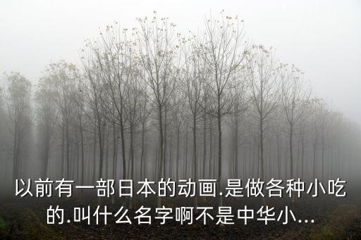 以前有一部日本的動畫.是做各種小吃的.叫什么名字啊不是中華小...