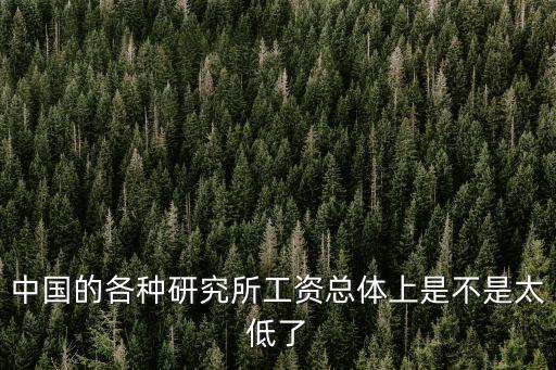 中國的各種研究所工資總體上是不是太低了