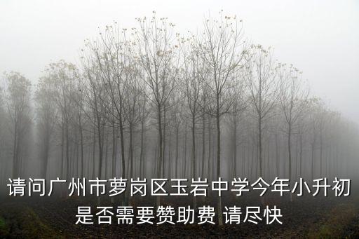 請(qǐng)問廣州市蘿崗區(qū)玉巖中學(xué)今年小升初是否需要贊助費(fèi) 請(qǐng)盡快