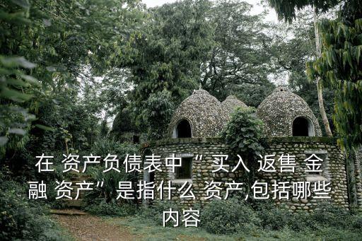在 資產負債表中“ 買入 返售 金融 資產”是指什么 資產,包括哪些內容