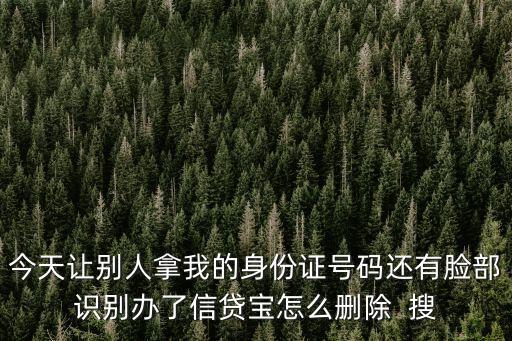 廣州信寶金融人臉識別，今天讓別人拿我的身份證號碼還有臉部識別辦了信貸寶怎么刪除  搜