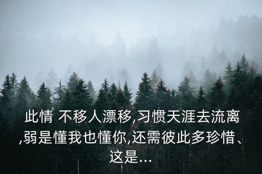  此情 不移人漂移,習慣天涯去流離,弱是懂我也懂你,還需彼此多珍惜、這是...