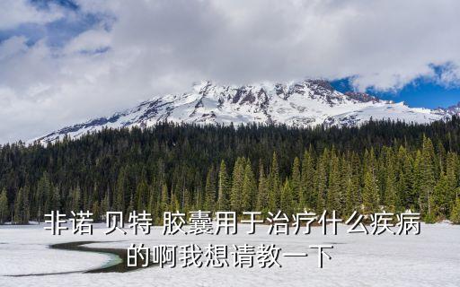  非諾 貝特 膠囊用于治療什么疾病的啊我想請教一下