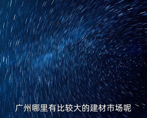 廣州哪里有比較大的建材市場呢