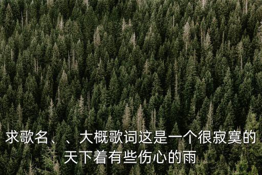 求歌名、、大概歌詞這是一個很寂寞的天下著有些傷心的雨