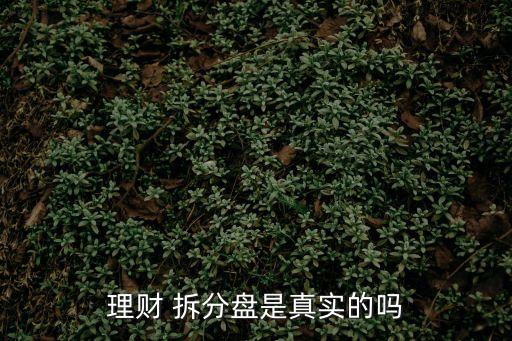 理財 拆分盤是真實的嗎