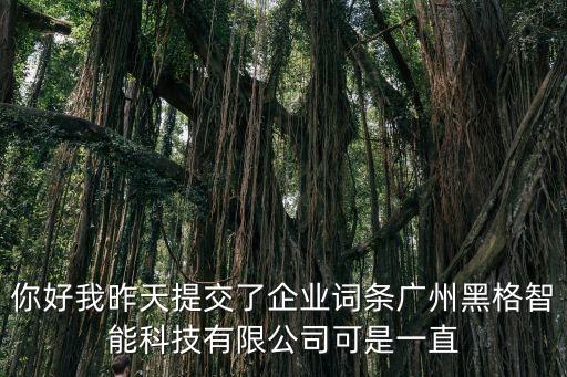 痛滾滾廣州詩凱，你好我昨天提交了企業詞條廣州黑格智能科技有限公司可是一直