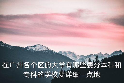 在廣州各個區(qū)的大學有哪些要分本科和專科的學校要詳細一點地