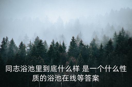 同志浴池里到底什么樣 是一個什么性質的浴池在線等答案