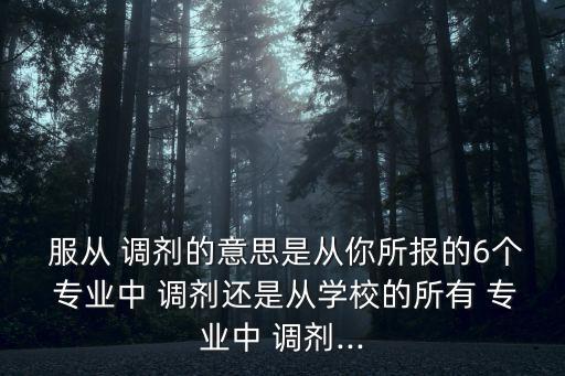專業服從調劑,我單招填了2個專業服從調劑