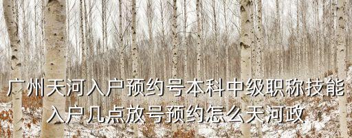 廣州天河入戶預約號本科中級職稱技能入戶幾點放號預約怎么天河政