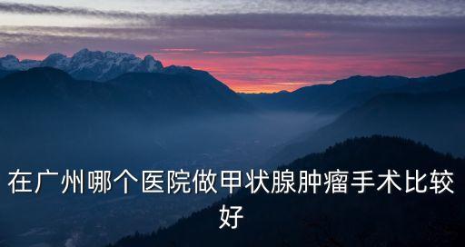 在廣州哪個醫院做甲狀腺腫瘤手術比較好