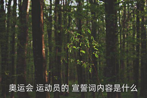 奧運會 運動員的 宣誓詞內容是什么