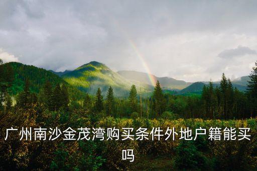 廣州南沙金茂灣購買條件外地戶籍能買嗎