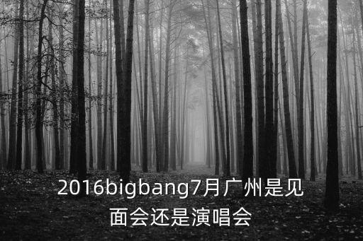 2016bigbang7月廣州是見面會還是演唱會