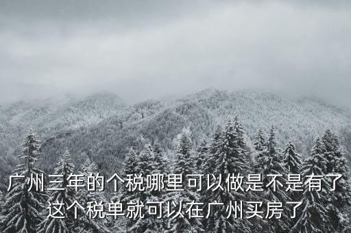 廣州三年的個稅哪里可以做是不是有了這個稅單就可以在廣州買房了