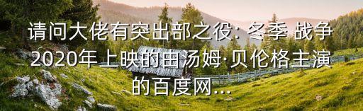 請問大佬有突出部之役: 冬季 戰爭2020年上映的由湯姆·貝倫格主演的百度網...