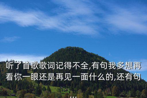 聽了首歌歌詞記得不全,有句我多想再看你一眼還是再見一面什么的,還有句...