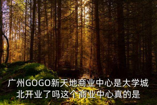 廣州GOGO新天地商業中心是大學城北開業了嗎這個商業中心真的是