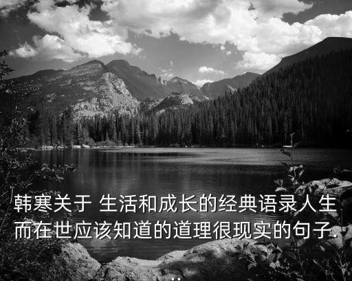 韓寒關于 生活和成長的經典語錄人生而在世應該知道的道理很現實的句子...