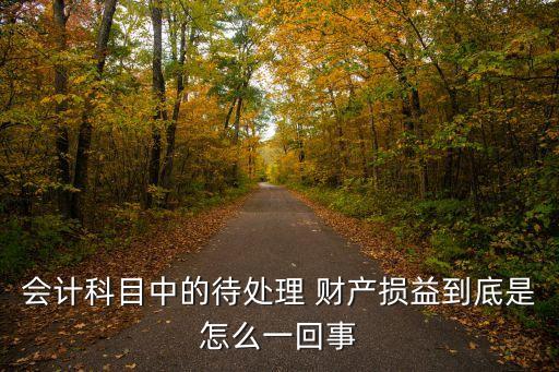 會計科目中的待處理 財產損益到底是怎么一回事