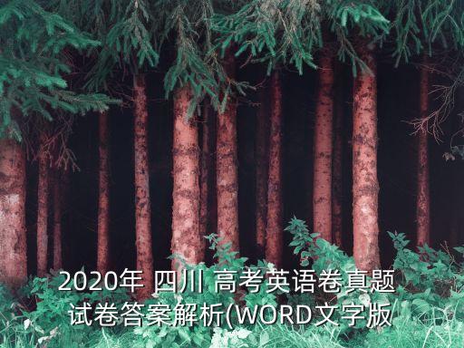 2020年 四川 高考英語卷真題 試卷答案解析(WORD文字版
