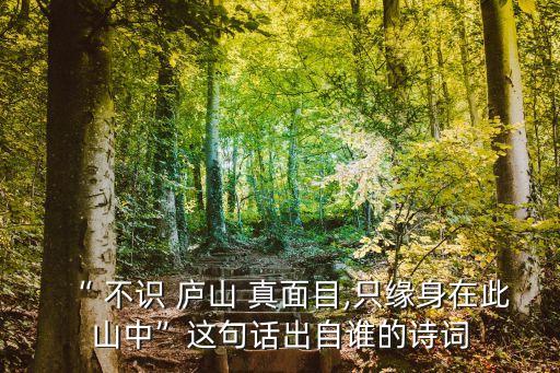 “ 不識 廬山 真面目,只緣身在此山中”這句話出自誰的詩詞