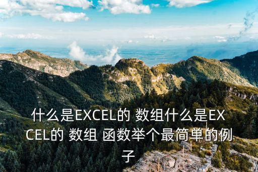 什么是EXCEL的 數組什么是EXCEL的 數組 函數舉個最簡單的例子