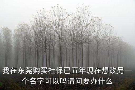 我在東莞購買社保已五年現在想改另一個名字可以嗎請問要辦什么