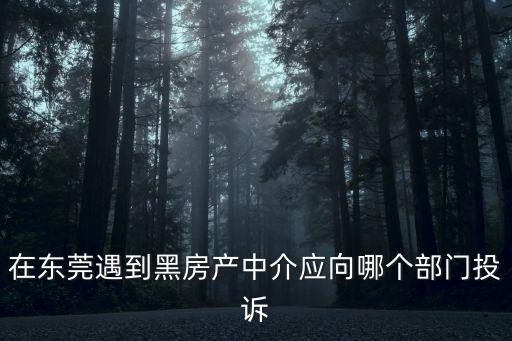 在東莞遇到黑房產中介應向哪個部門投訴