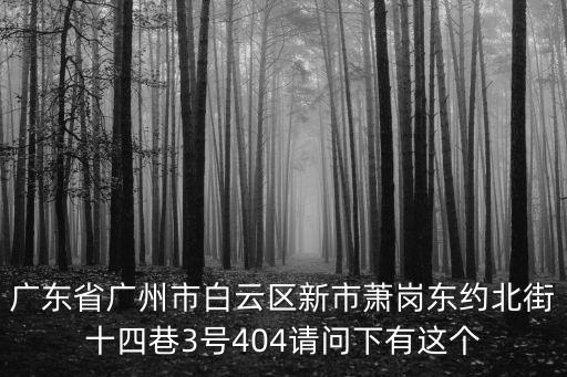 廣東省廣州市白云區新市蕭崗東約北街十四巷3號404請問下有這個