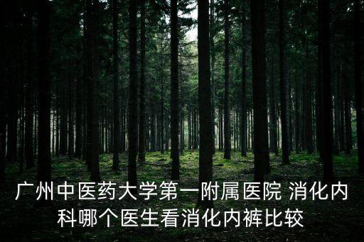 廣州中醫藥大學第一附屬醫院 消化內科哪個醫生看消化內褲比較